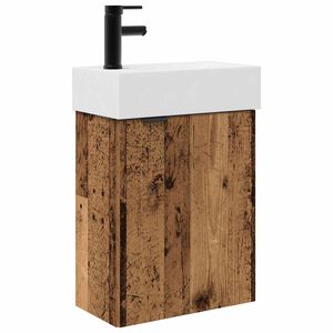 vidaXL Bathroom Vanity Unit with Tap Old Wood 45.5 x 22.5 x 84 cm