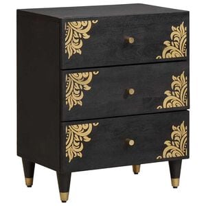 vidaXL Bedside Cabinet Black 50 x 33 x 62 cm Solid Mango Wood