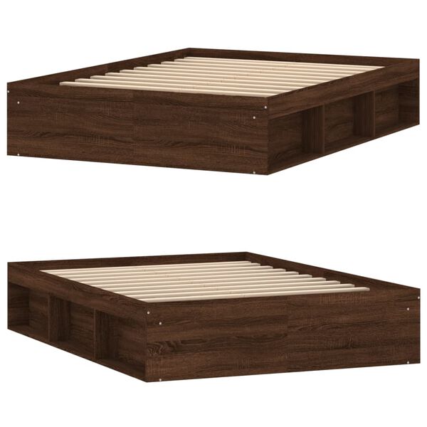vidaXL Bed Frame without Mattress Brown Oak 135x190 cm Double Double