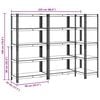 vidaXL 5-Layer Heavy-duty Shelves 3 pcs Silver Steel&Engineered Wood