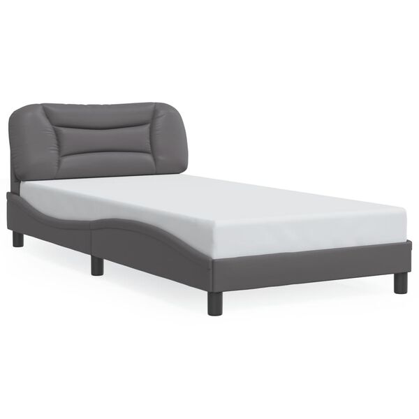 vidaXL Bed Frame with LED without Mattress "Hvar" Grey 100x200 cm