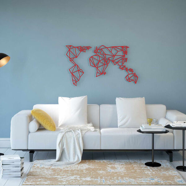 Homemania Wall Decoration World 100x58 cm Steel Red
