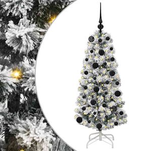 vidaXL Artificial Hinged Christmas Tree Green and White 120 cm
