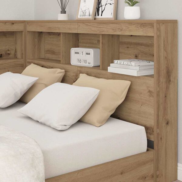 vidaXL Storage Headboard with Shelf Artisan Oak 120 cm Engineered Wood