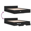vidaXL Bed Frame with Drawers without Mattress Black 140x190 cm