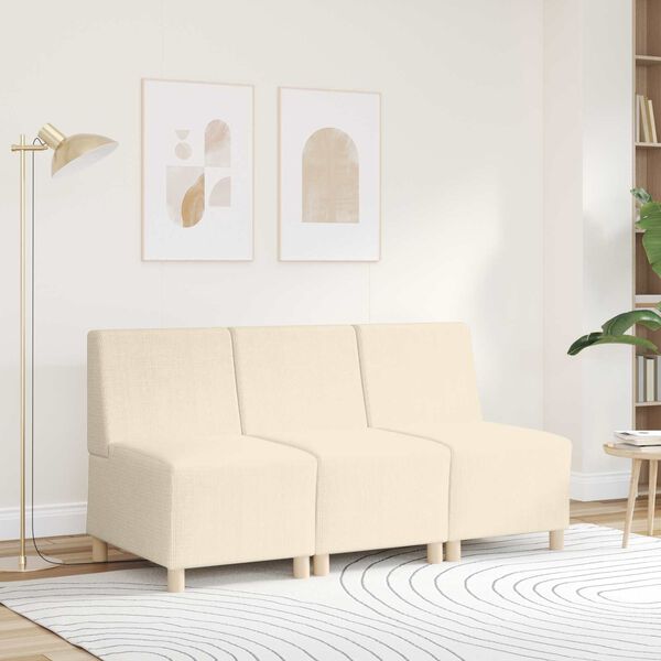 vidaXL Modular Sofa Unit Armless Cream 55 x 74 x 82 cm Corduroy Fabric