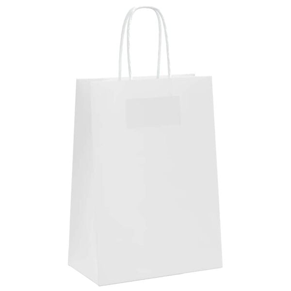 vidaXL Paper Bags 50 pcs with Handles White 15x8x21 cm