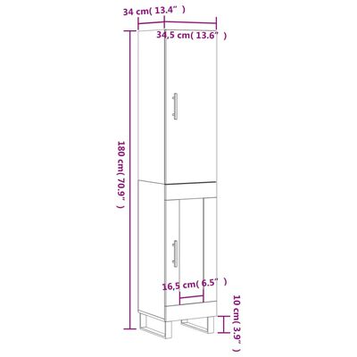 vidaXL Highboard Grey Sonoma 34.5x34x180 cm Engineered Wood