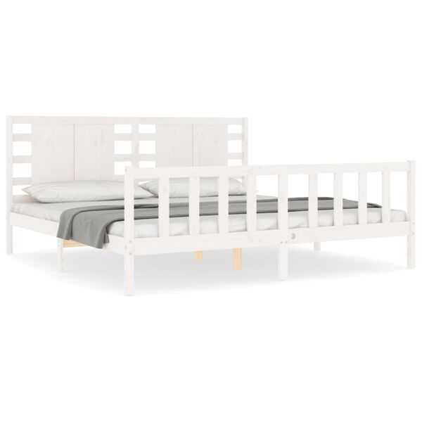 vidaXL Bed Frame without Mattress White Super King Size Solid Wood Pine