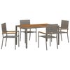 vidaXL Garden Dining Set 5 pcs Grey Poly Rattan