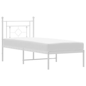 vidaXL Metal Bed Frame without Mattress with Headboard White 80x200cm