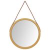vidaXL Wall Mirror with Strap Gold &Oslash; 35 cm