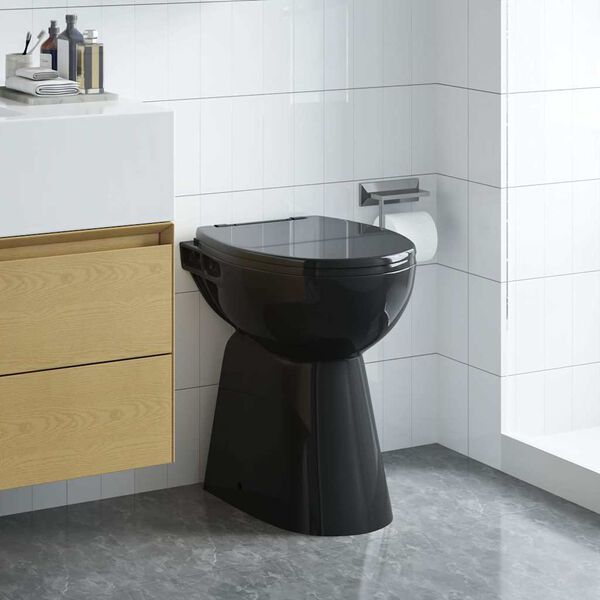 vidaXL Rimless Toilet 7 cm Extra Height Soft Close Ceramic Black