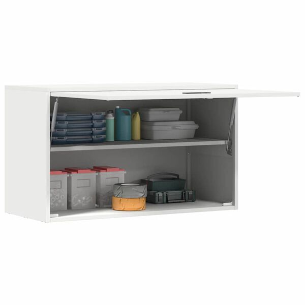 vidaXL Wall Cabinet for Garage with Gas-lift Door White