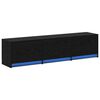 vidaXL TV Cabinet with LED Black Oak 165 x 34 x 40 cm Engineered Wood
