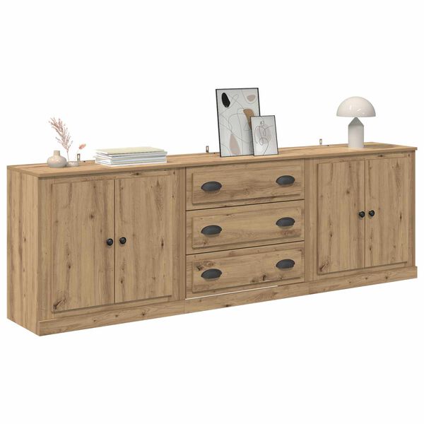 vidaXL Sideboards with Drawer 3 pcs Artisan Oak 70 x 35.5 x 67.5 cm