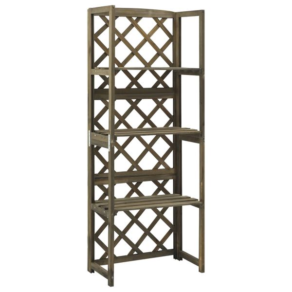 vidaXL Trellis with Shelves Grey 55x30x140 cm Solid Fir Wood