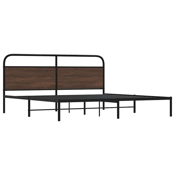 vidaXL Metal Bed Frame without Mattress Brown Oak 200x200 cm