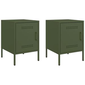 vidaXL Bedside Cabinets 2 pcs Olive Green 36x39x50,5 cm Steel