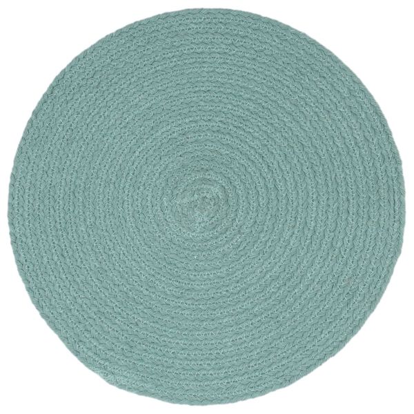 vidaXL Placemats 6 pcs Plain Green 38 cm Round Cotton
