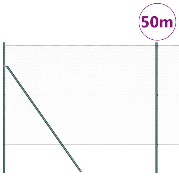 vidaXL Fence Post Green 50 x 1.5 m (25 mm mesh) Steel and PVC