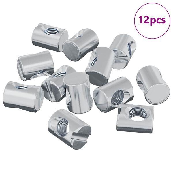 vidaXL Barrel Nuts 12 pcs Silver M6 x 13 mm Metal