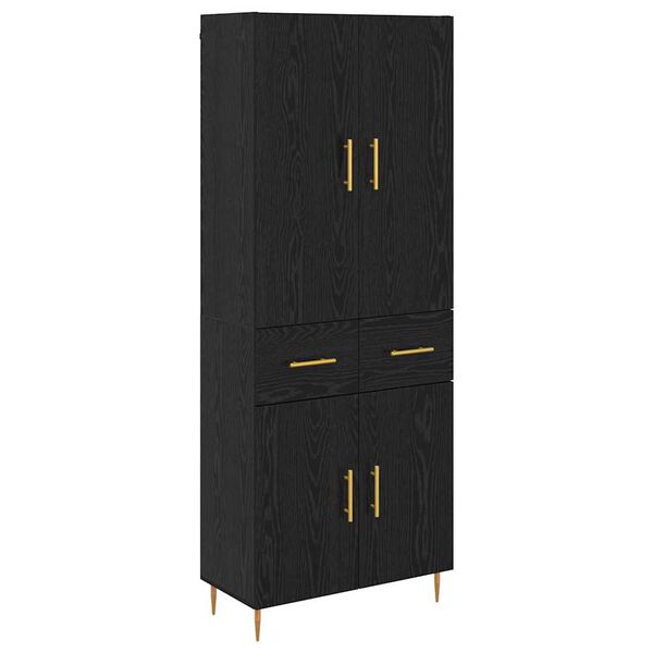 vidaXL Highboard Black Oak 69.5 x 34 x 180 cm Engineered Wood