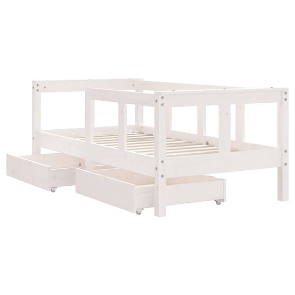 vidaXL Kids Bed Frame with Drawers White 70x140 cm Solid Wood Pine