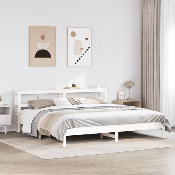 vidaXL Bed Frame without Mattress White 200x200 cm Solid Wood Pine