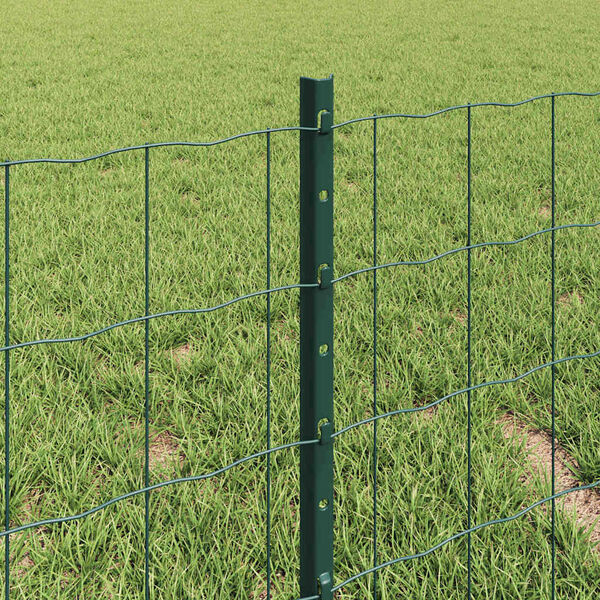 vidaXL Fence with Post Green 0.4 x 10 m Steel and PVC