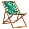 vidaXL Folding Beach Chair Leaf Pattern Solid Wood Eucalyptus and Fabric