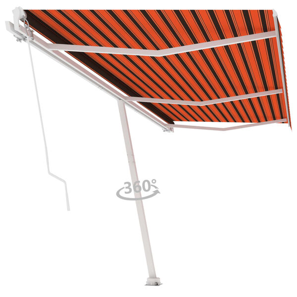 vidaXL Freestanding Manual Retractable Awning 600x350 cm Orange/Brown