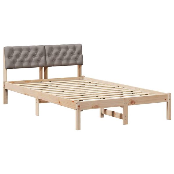 vidaXL Bed frame Brown and taupe 120 x 190 cm Solid pine wood