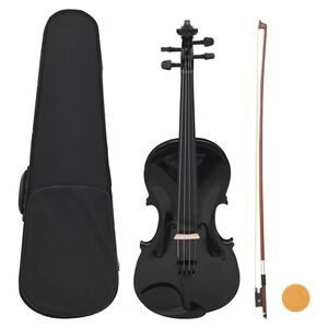 vidaXL Violin Full Set with Bow and Chin Rest Black 4/4