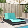 vidaXL Sun Lounger with Cushions Black 114x205x73 cm Poly Rattan