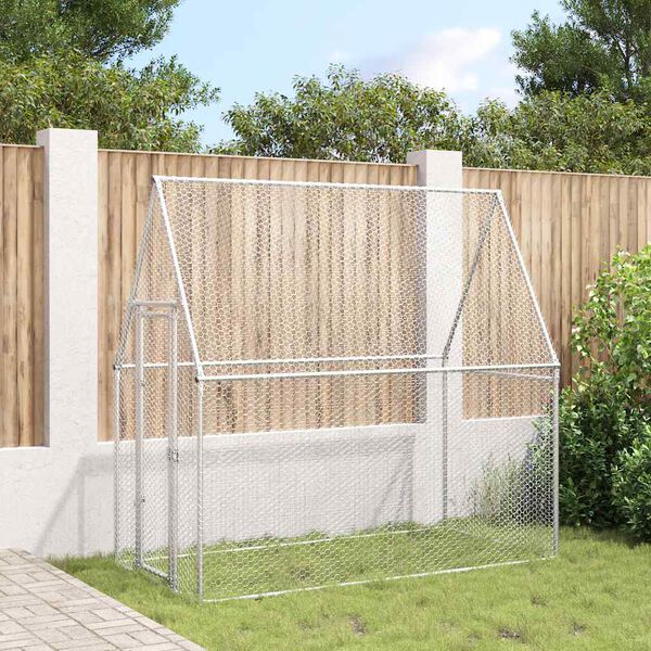 vidaXL Chicken Cage Silver 200x100x190 cm Galvanised Steel