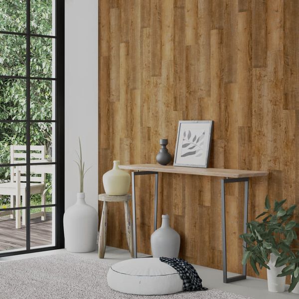 vidaXL Wall Panels Wood Look Brown PVC 2.06 m²
