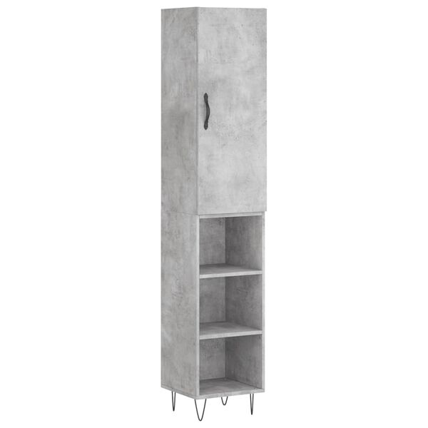 vidaXL Highboard Concrete Grey 34.5x34x180 cm Engineered Wood