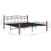 vidaXL Bed Frame without Mattress Black Metal&Solid Oak Wood 200x200 cm