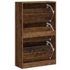 vidaXL Shoe Cabinet Smoked Oak 63x24x103 cm Engineered Wood