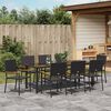vidaXL Garden Dining Set with Cushion 9 pcs Black Poly Rattan