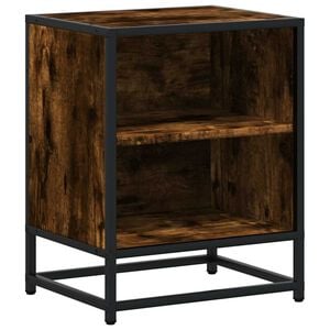 vidaXL Bedside Cabinet Smoked Oak 40x31x50 cm Engineered Wood and Metal