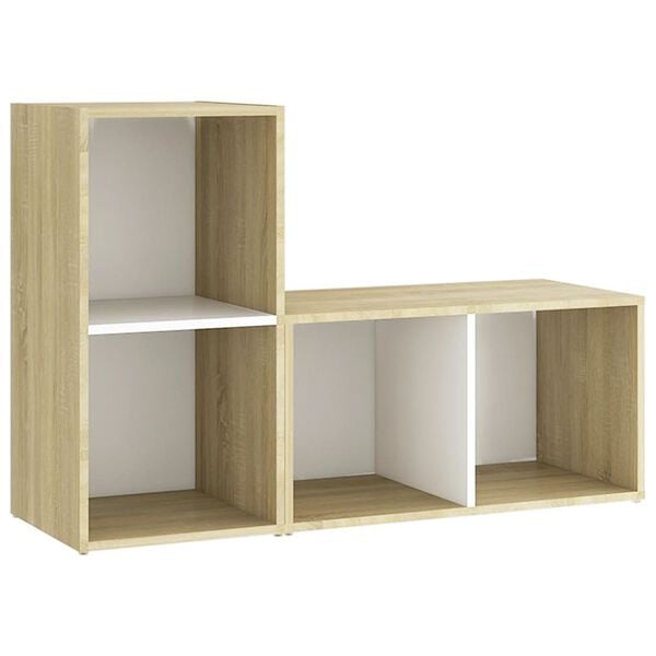 vidaXL TV Cabinets 2 pcs White and Sonoma Oak 72x35x36.5 cm Engineered Wood