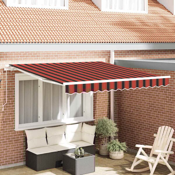 vidaXL Retractable Awning Retractable Orange and Brown 300 x 250 cm