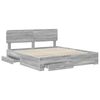 vidaXL Bed Frame with Drawer Grey Sonoma 200 x 200 cm Engineered Wood