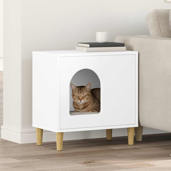 vidaXL Cat House White 51 x 30 x 52 cm Engineered Wood