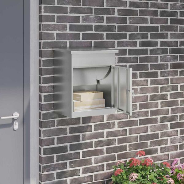 vidaXL Parcel Drop Box Black 47.5 x 38 x 59 cm Galvanised Steel