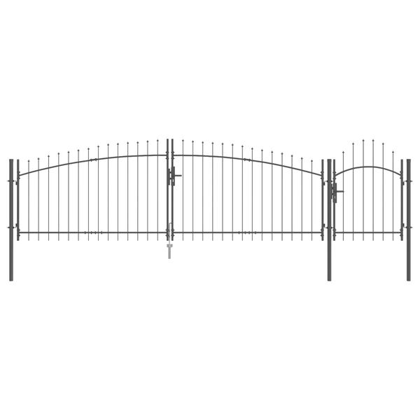 vidaXL Garden Gate with Lock Grey 125 x 500 cm Steel