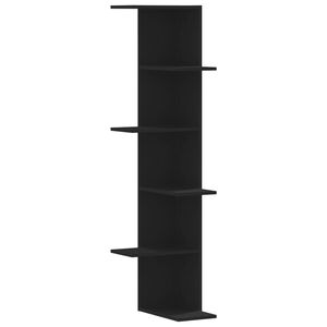 vidaXL Wall Corner Shelf Black 36,5x36,5x140 cm Engineered Wood