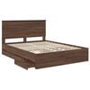 vidaXL Bed Frame with Headboard Brown Oak 150 x 200 cm Engineer Wood